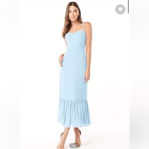 Azazie Justina Dress in size 4 in sky blue color